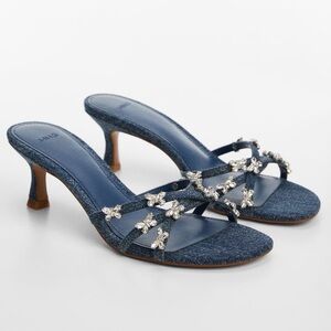 Mango Denim Butterfly Kitten Heels
